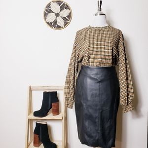 Moussy plaid Tartan vtg balloon sleeve blouse #B